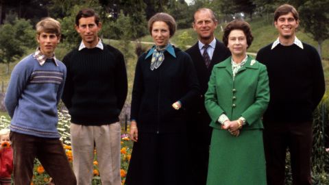 The Queen and Prince Philip pose for a photo with their children Prince Edward, Prince Charles, Princess Anne and Prince Andrew in 1979.