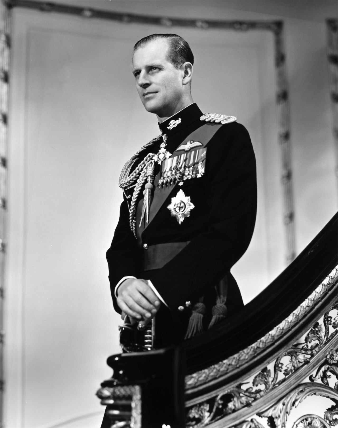 Prince Philip poses for a portrait in Buckingham Palace in 1958.