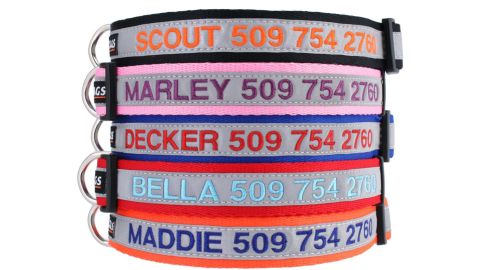 GoTags Reflective Embroidered Dog Collar 