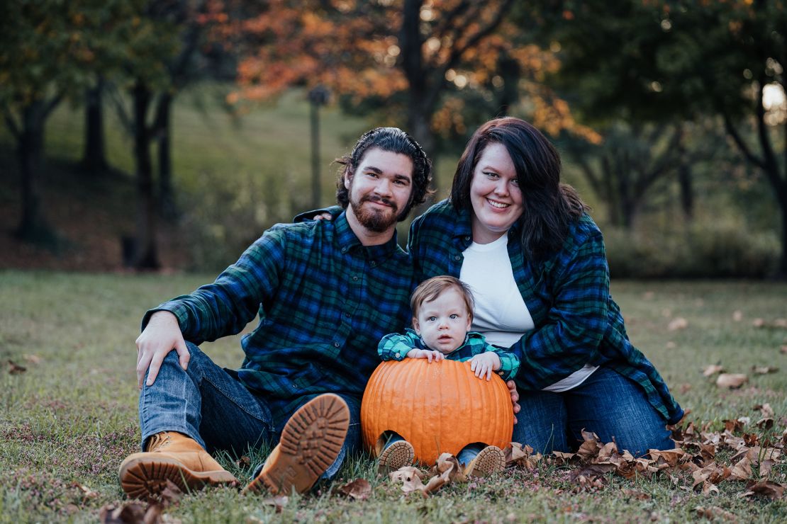 Matthew Herndon and Sydney Boggs, with their son, were able to receive rent relief with help from their landlord.