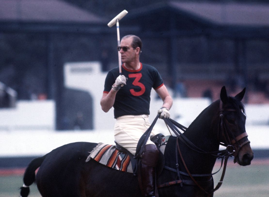 Prince Philip plays polo in 1970.