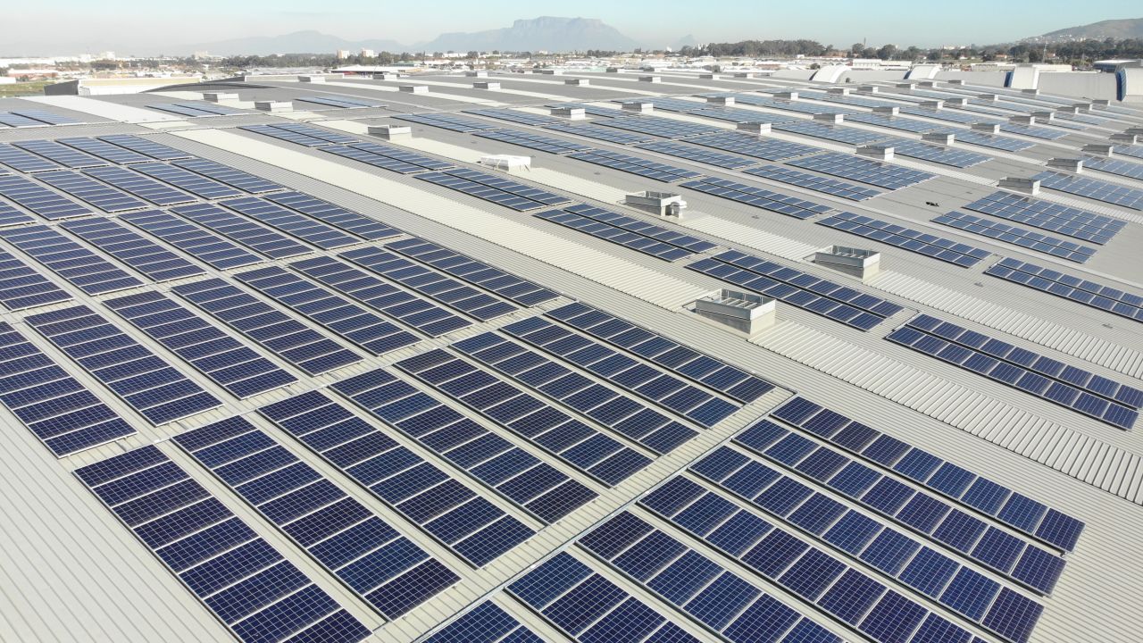 Shoprite's Basson Distribution Center, on the outskirts of Cape Town, has solar panels on its roof covering an area equivalent to a soccer field.