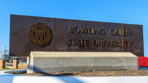 Entrance sign at Bowling Green State University in Bowling Green, Ohio.