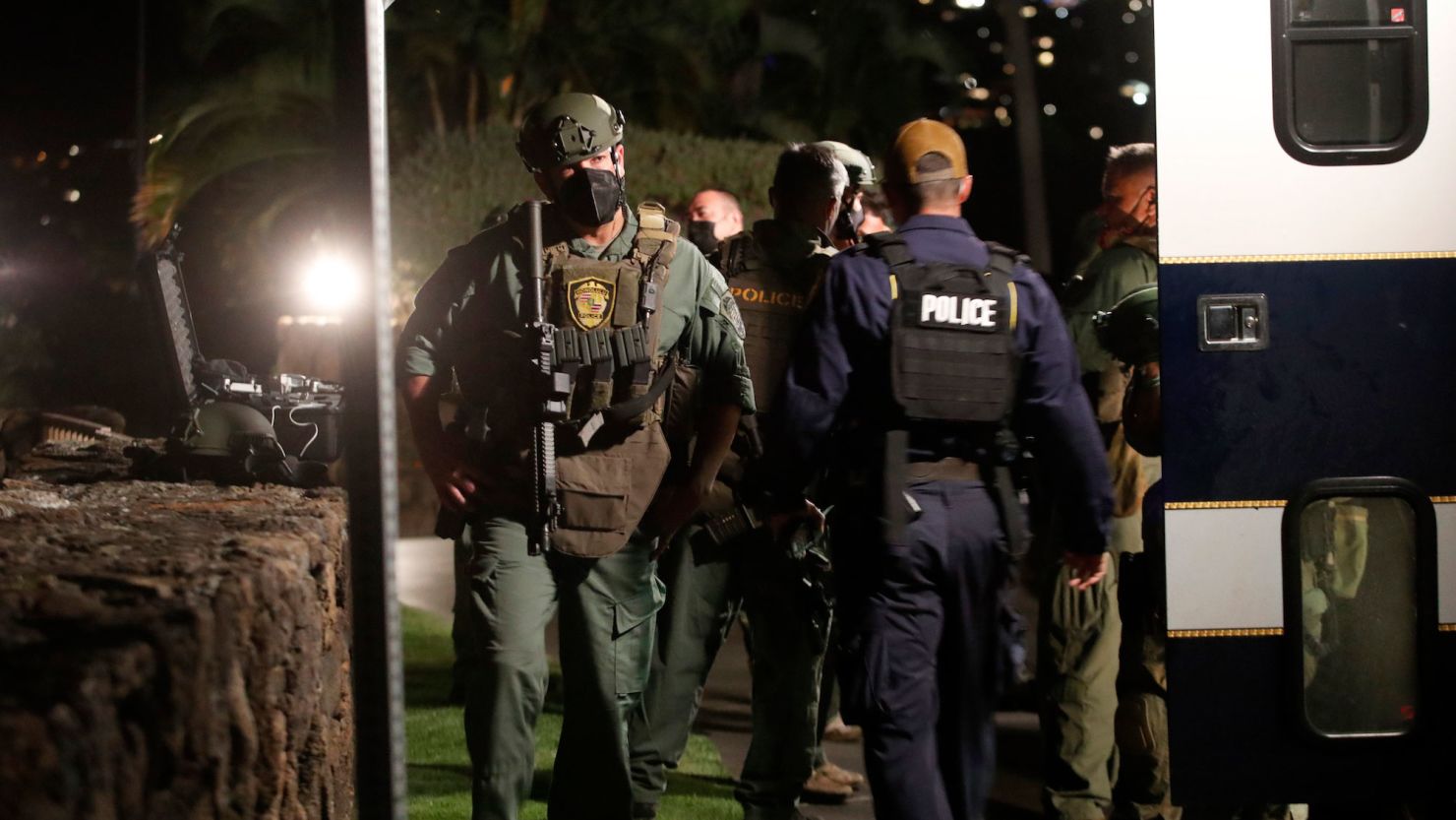 Honolulu police respond to the scene at the Kahala Hotel and Resort on Saturday evening.