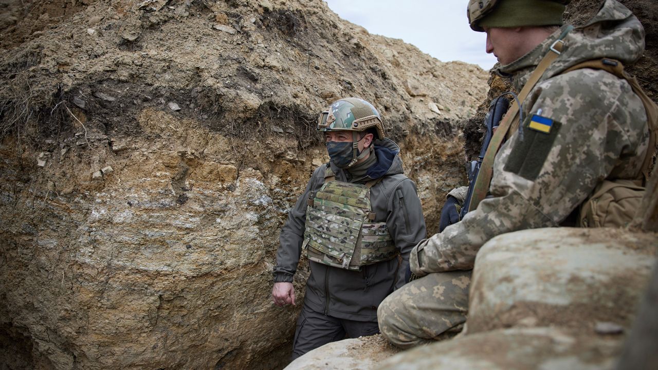 President Volodymyr Zelensky walked the front lines with troops.