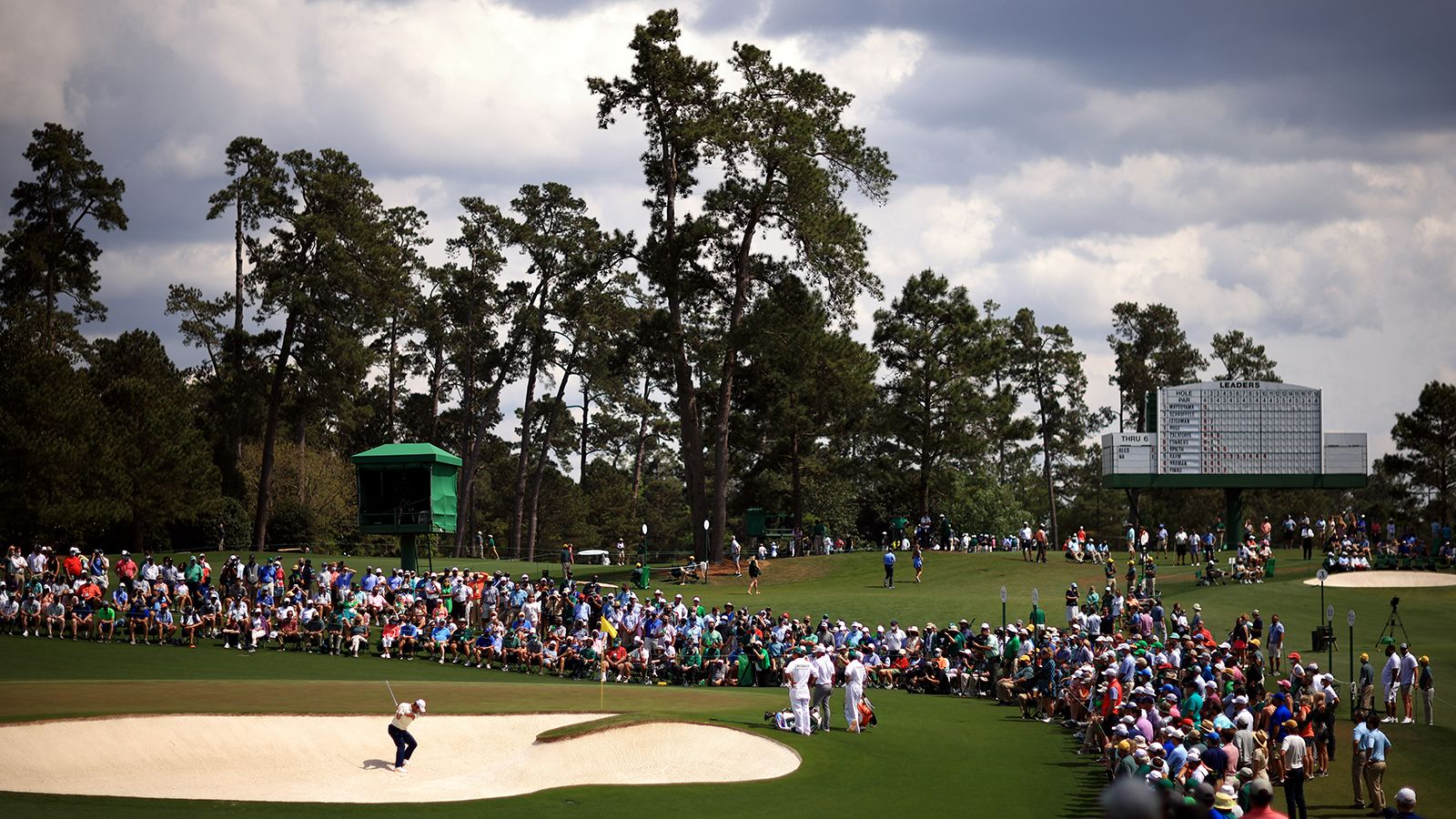 Matsuyama plays a shot from a bunker.