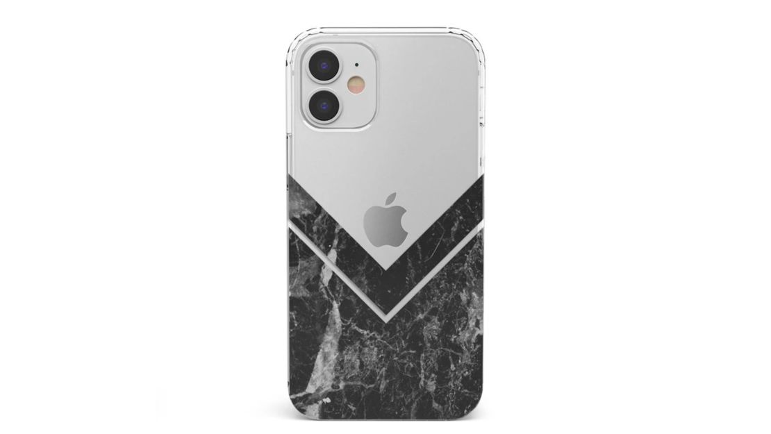 Sleek Black V Marble Clear Case