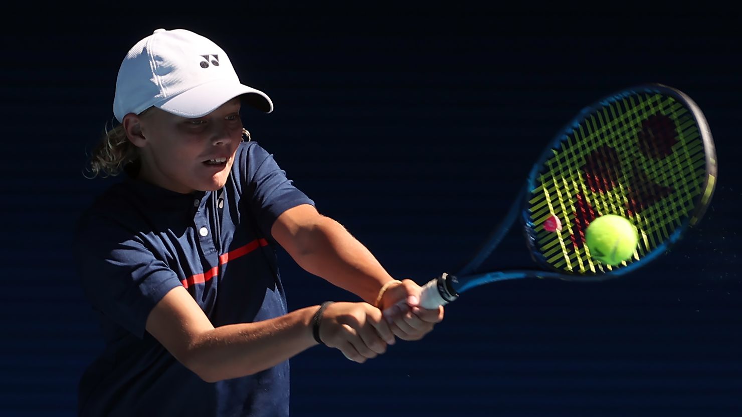 Cruz Hewitt, son of Lleyton Hewitt, during a training session in Melbourne on January 31, 2021, ahead of the Australian Open.