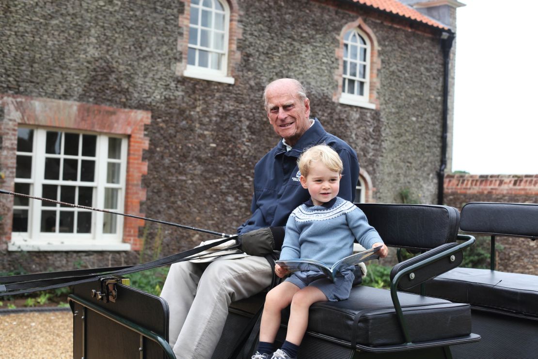 Along with William's statement, William shared a photo taken by his wife, the Duchess of Cambridge, of his grandfather and Prince George in Norfolk, England in 2015.