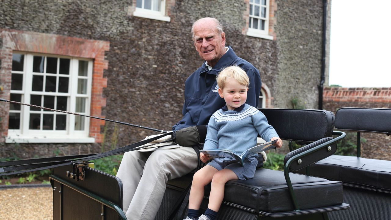 Along with William's statement, William shared a photo taken by his wife, the Duchess of Cambridge, of his grandfather and Prince George in Norfolk, England in 2015.