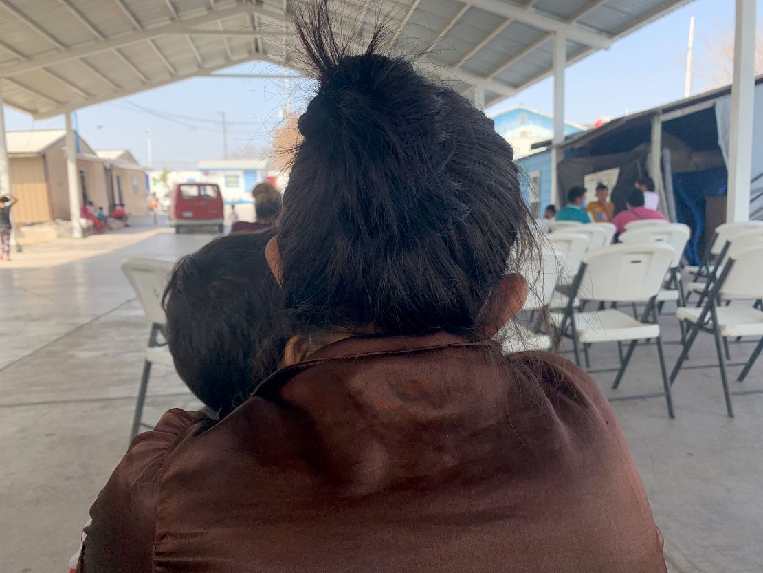 A 31-year-old migrant mom from El Salvador hugs her youngest son as they seek refuge at a shelter in Reynosa, Mexico. Weeks ago, she watched in anguish as her older sons crossed the border alone.