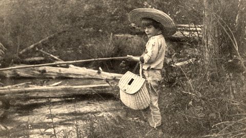 Ernest Hemingway fishing in Horton's Creek, near Walloon Lake, Michigan, July 1904. 