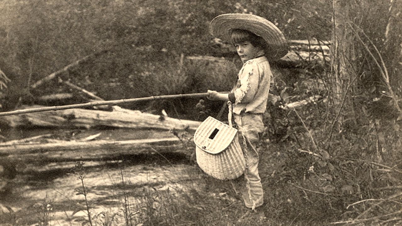 Ernest Hemingway fishing in Horton's Creek, near Walloon Lake, Michigan, July 1904.