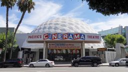 Hollywood, CA / USA - Aug. 18, 2019: The Cinerama Theatre Dome landmark movie theater is shown during the day. The iconic building opened in 1963 and is known for its unique, geodesic architecture.