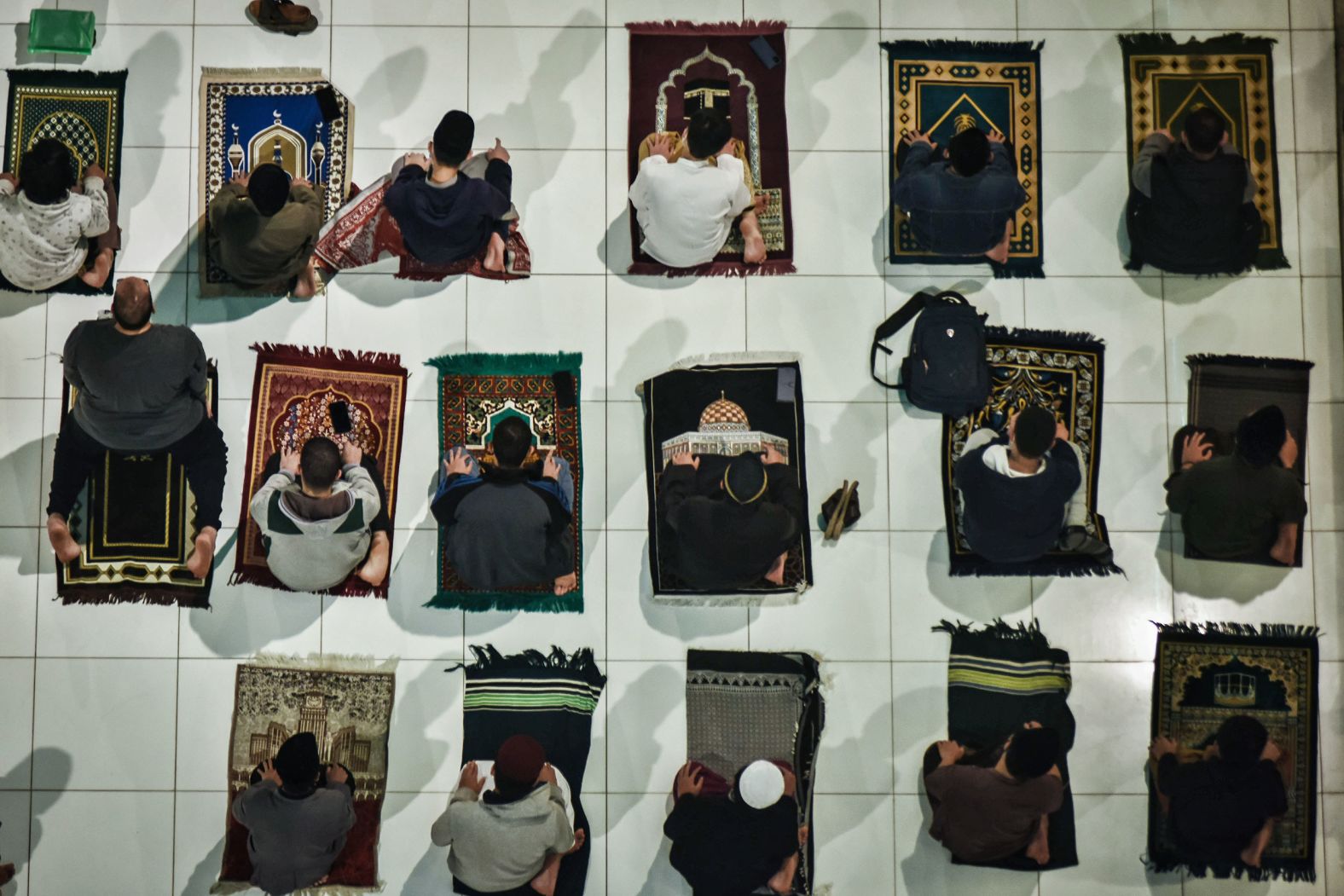 Muslims perform evening prayers at the Al-Azhar Mosque in Cairo.