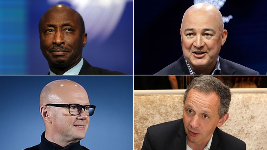 From left to right, top to bottom: Merck CEO Ken Frazier, Unilever CEO Alan Jope, Under Armour CEO Patrik Frisk and HP CEO Enrique Lores recently signed a letter denouncing Georgia's controversial new election integrity law. All four CEO's companies are current or past Edelman clients.