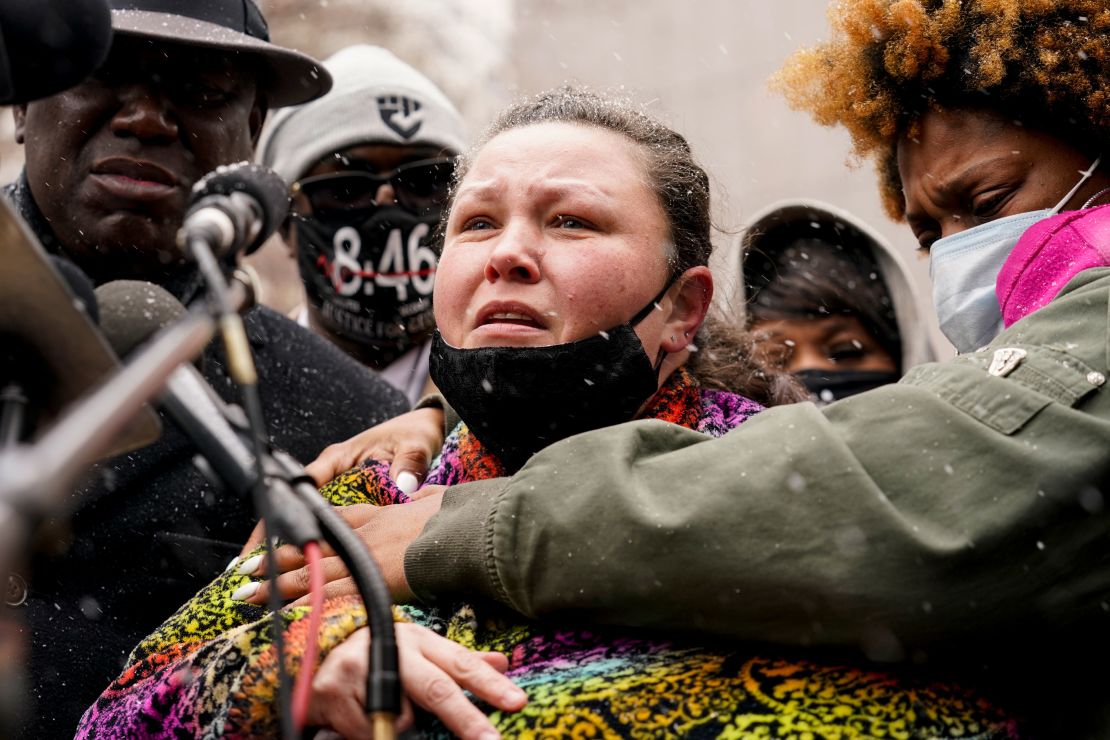 Katie Wright, center, described the "worst day of my life" when she saw her son after he was shot.