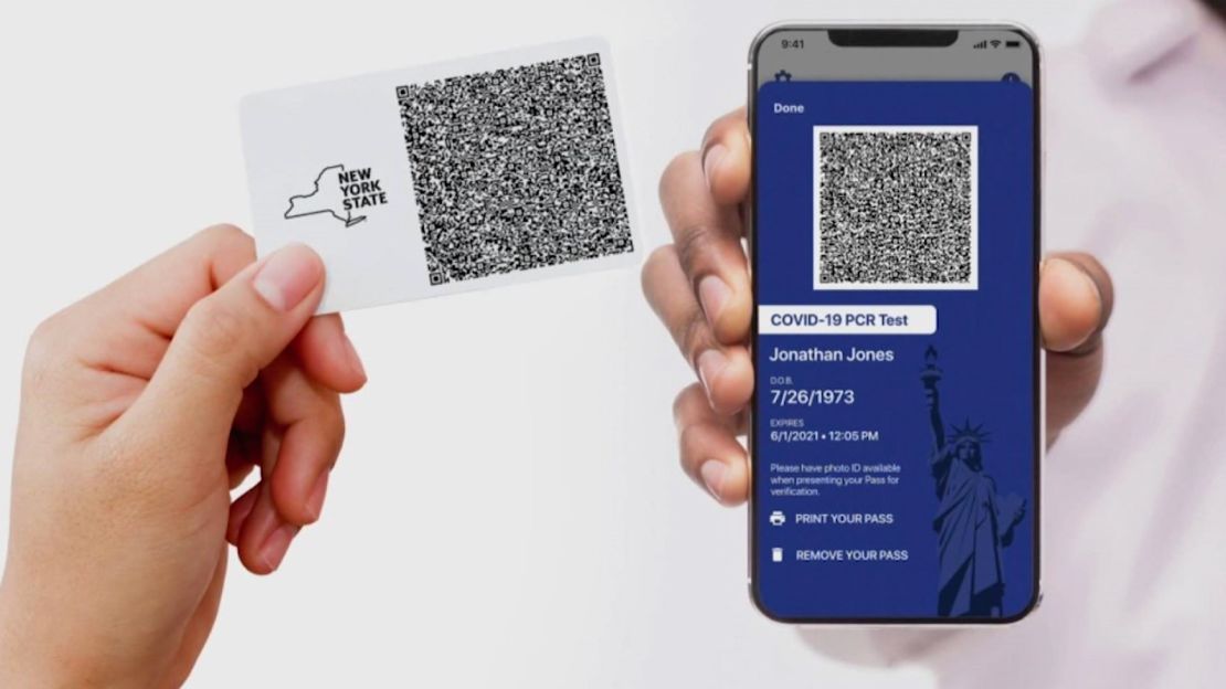 New York state is using IBM's Excelsior Pass, which can display a user's vaccination status or a Covid-19 test result, for entrance to some events and businesses.