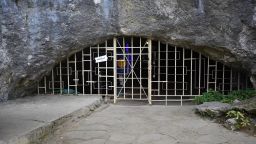 Entrance to the Bacho Kiro Cave (Bulgaria). The excavations are just inside the entrance and to the left. The cave extends over 3 km and is a popular tourist destination.