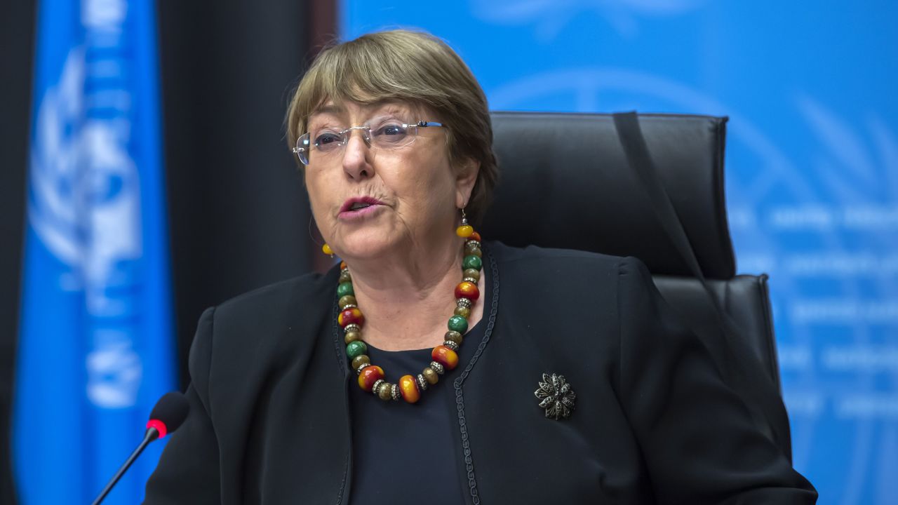 Michelle Bachelet, UN High Commissioner for Human Rights, at the European headquarters of the United Nations in Geneva, Switzerland, December 9, 2020. 