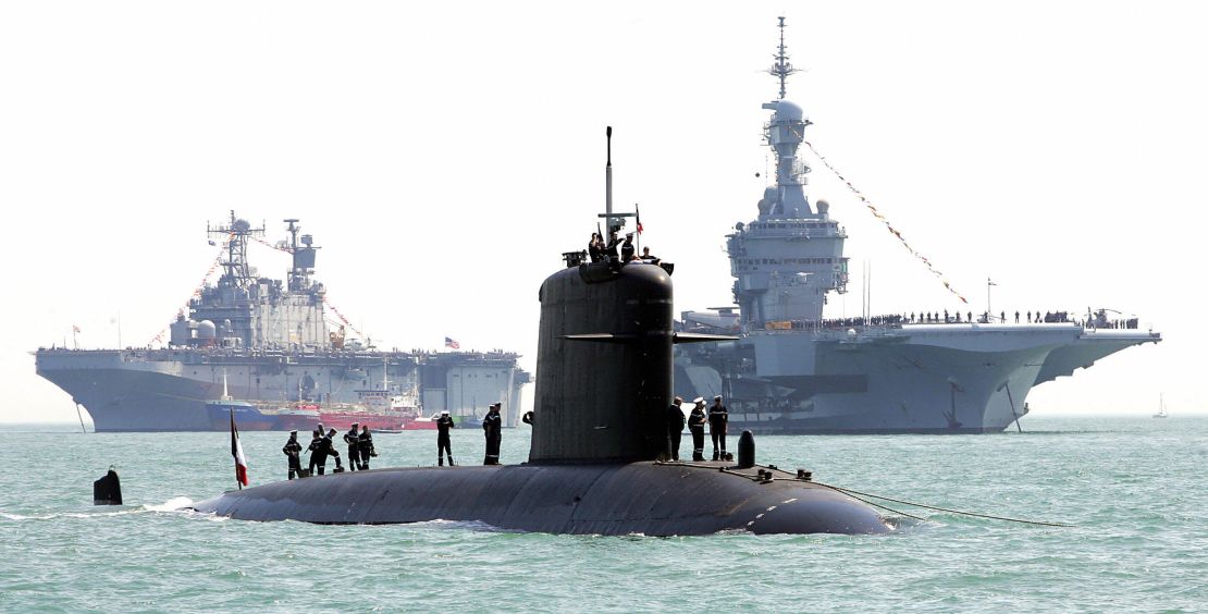 The French submarine Perle is seen in Portsmouth, UK, in 2004.