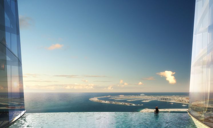 It looks out on the coastline and the iconic Palm Jumeirah man-made island.