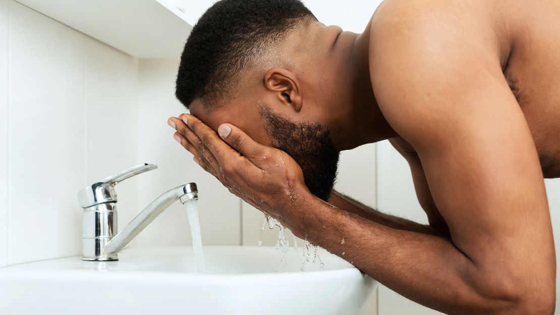 Man washing face