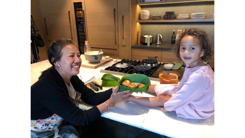 <strong>Cooking with Yai:</strong> Pepper's five-year-old grandaughter Luna often lends a hand in the kitchen. 