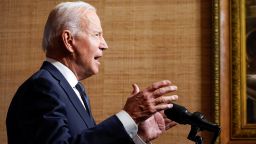 President Joe Biden speaks from the Treaty Room in the White House on Wednesday, April 14, 2021, about the withdrawal of the remainder of U.S. troops from Afghanistan. 