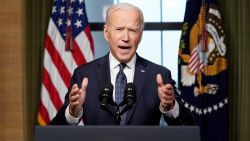 President Joe Biden speaks from the Treaty Room in the White House on Wednesday, April 14, 2021, about the withdrawal of the remainder of U.S. troops from Afghanistan.=
