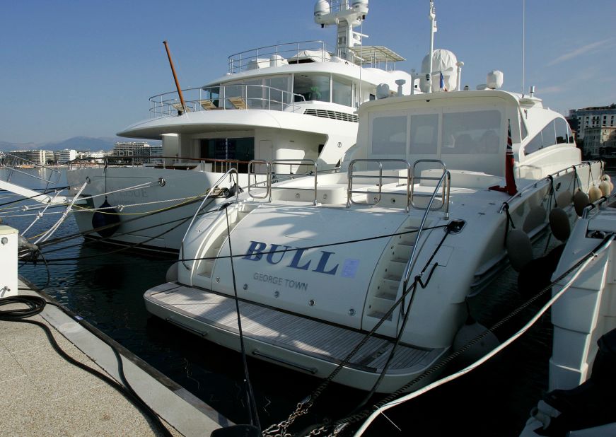 Madoff's yacht "Bull" sits at a marina in Cap d'Antibes, France, in April 2009.