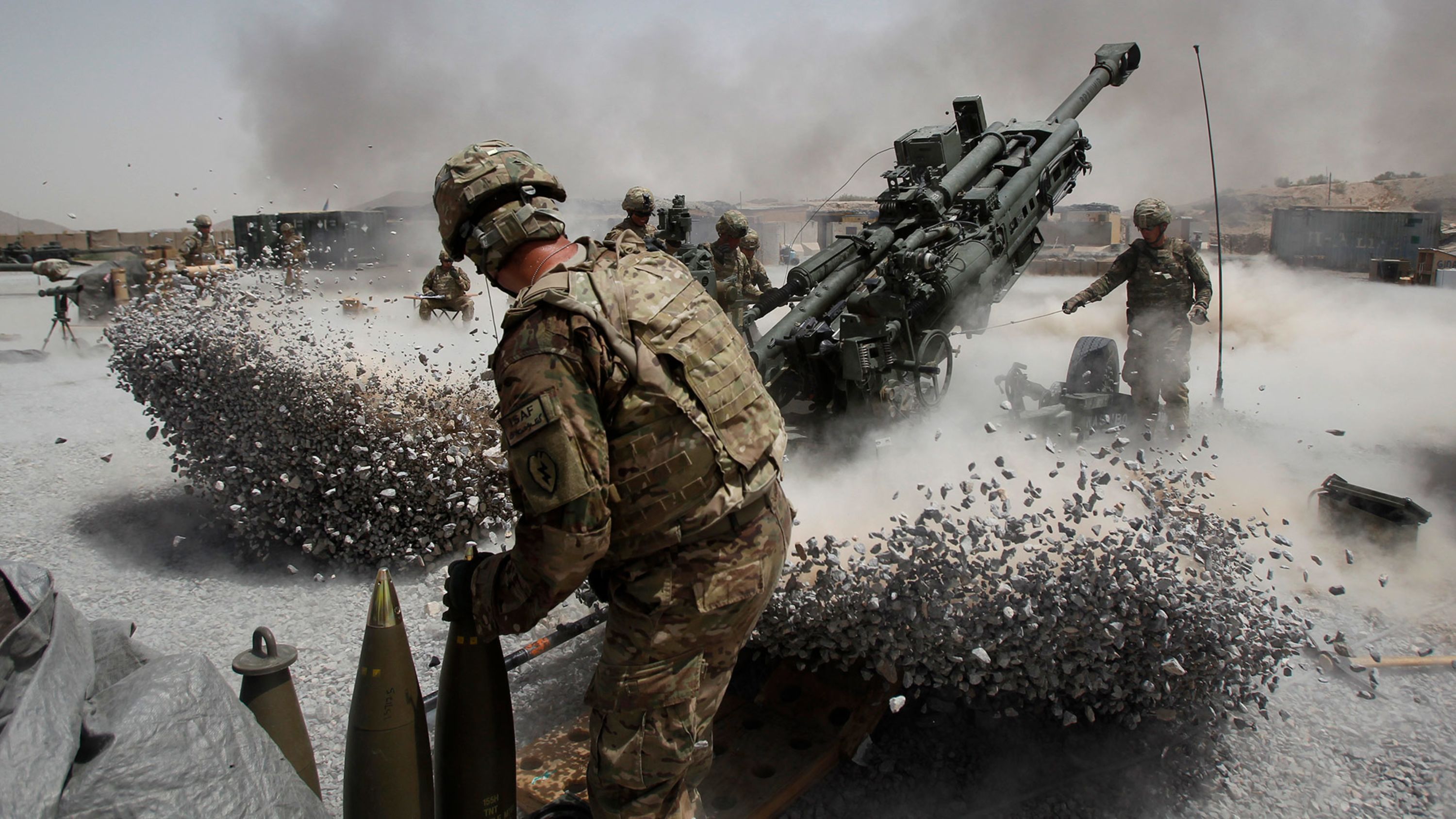 US soldiers fire artillery in Afghanistan's Kandahar province in June 2011. Operation Enduring Freedom was launched in October 2001 to stop the Taliban regime from providing a safe haven to al Qaeda and to stop al Qaeda's use of Afghanistan as a base of operations for terrorist activities.