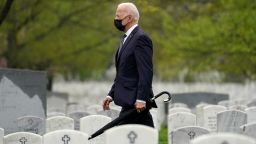 President Joe Biden visits Section 60 of Arlington National Cemetery in Arlington, Va., on Wednesday, April 14, 2021. Today Biden announced the withdrawal of the remainder of U.S. troops from Afghanistan by Sept. 11, 2021, the 20th anniversary of the terrorist attacks on America.