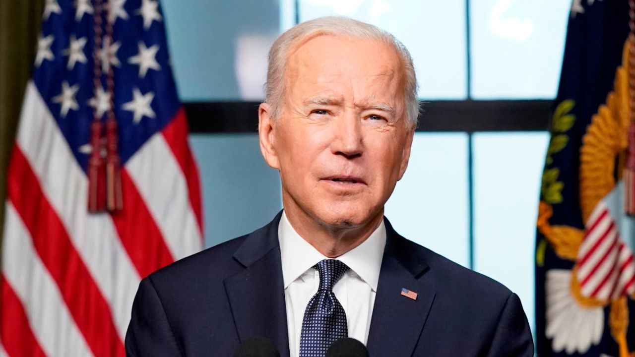President Joe Biden speaks from the White House about the withdrawal of US troops from Afghanistan on April 14, 2021.