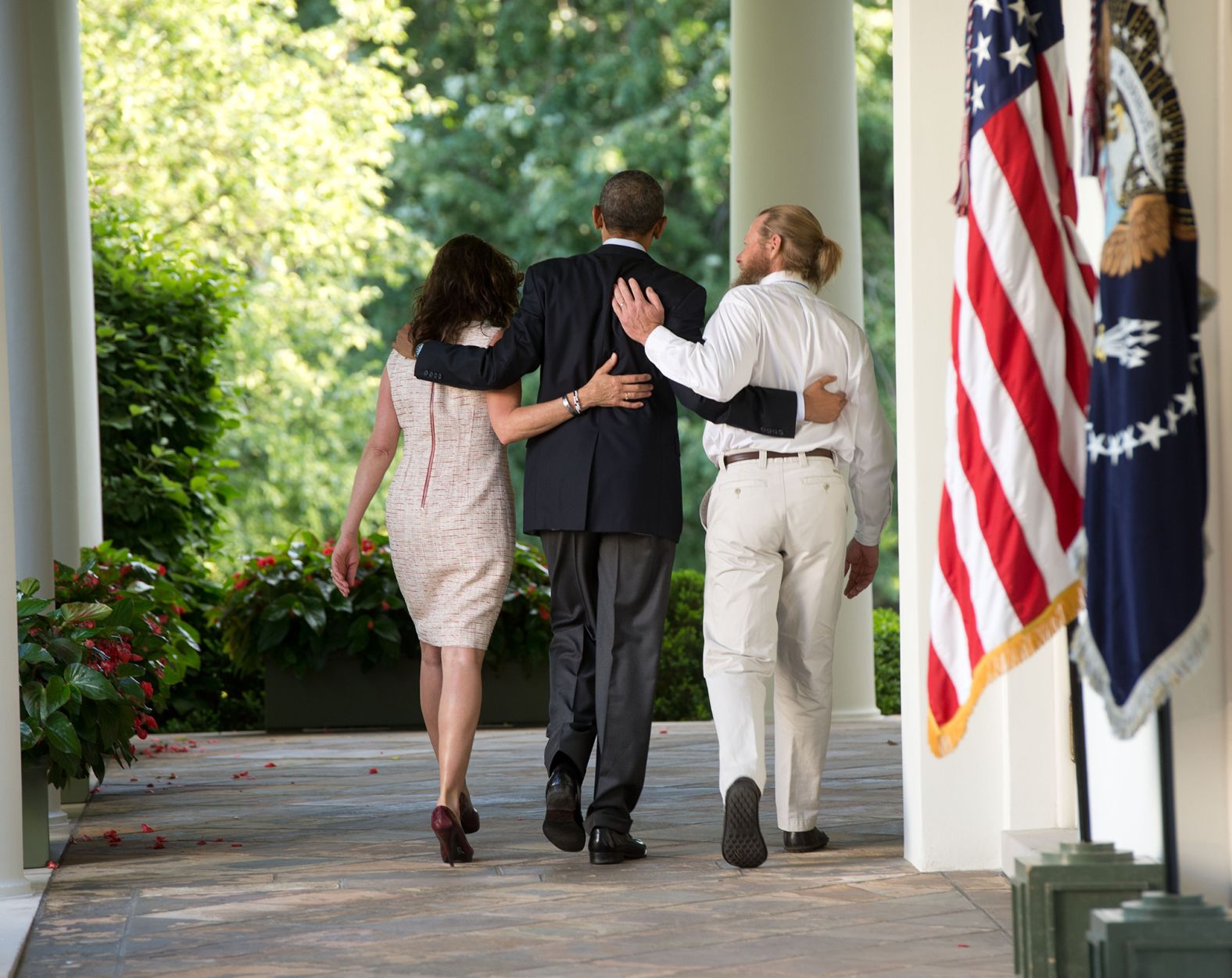 US President Barack Obama walks with the parents of Army Sgt. Bowe Bergdahl after making a statement at the White House about <a href="index.php?page=&url=http%3A%2F%2Fwww.cnn.com%2F2014%2F05%2F31%2Fworld%2Fasia%2Fafghanistan-bergdahl-release%2Findex.html" target="_blank">Bergdahl's release</a> in May 2014. Bergdahl had been held captive in Afghanistan for nearly five years, and the Taliban released him in exchange for five U.S.-held prisoners.