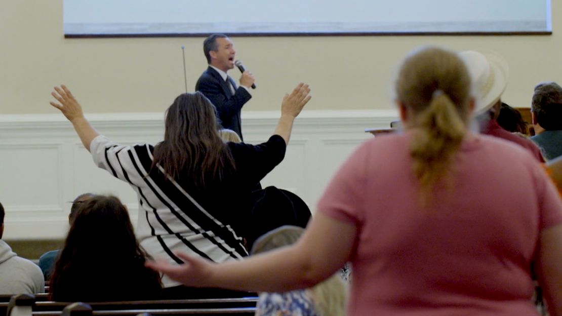 Pastor Tony Spell preaching to his congregation at the Life Tabernacle Church.