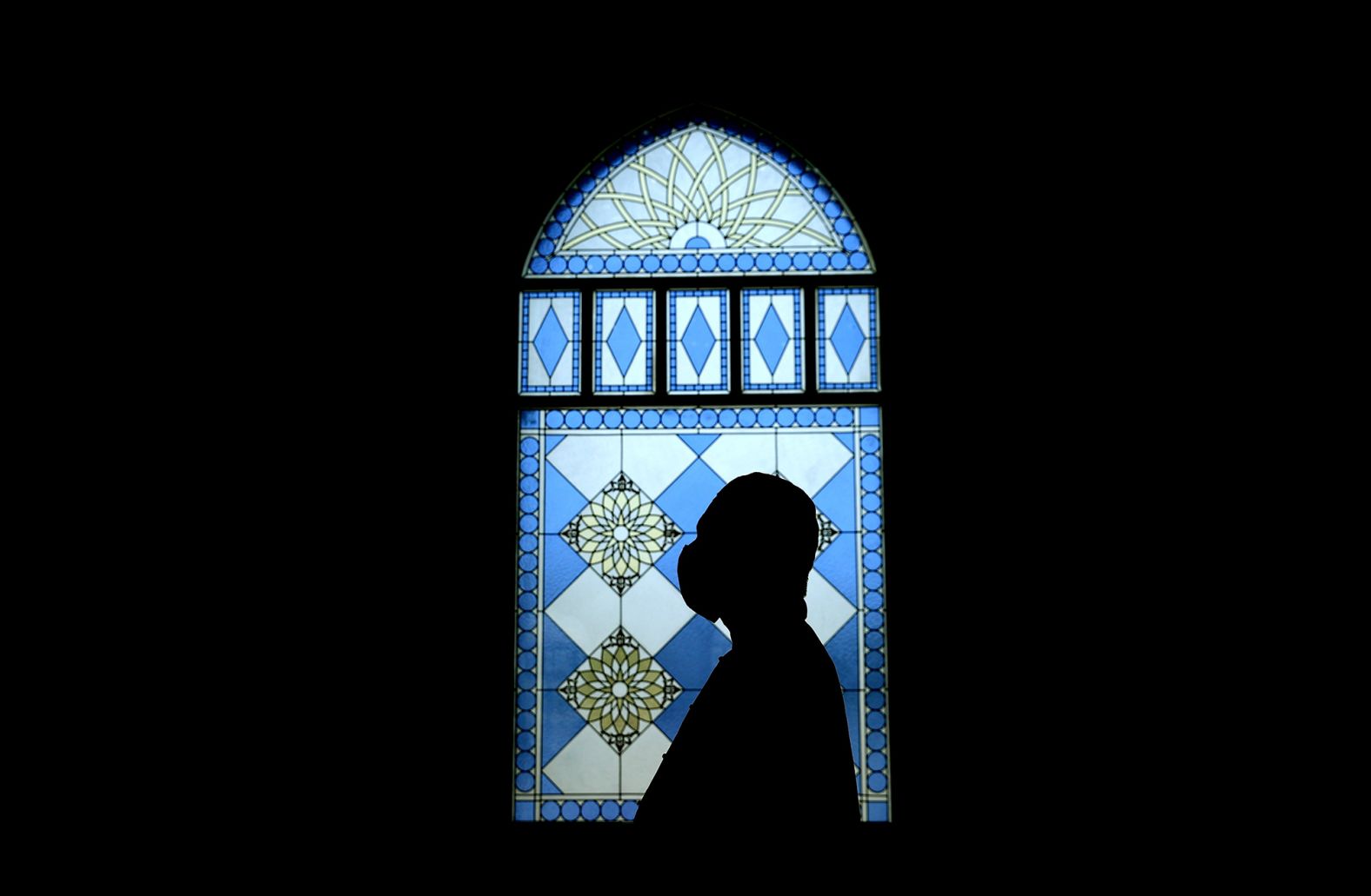 A man in Dubai, United Arab Emirates, prays at the Al Farooq Omar Bin Al Khattab Mosque on April 14.