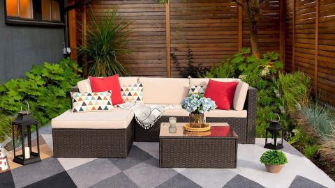Stylish Outdoor Furniture On, Pamapic 5 Pieces Wicker Patio Furniture Set Outdoor Chairs With Ottomans