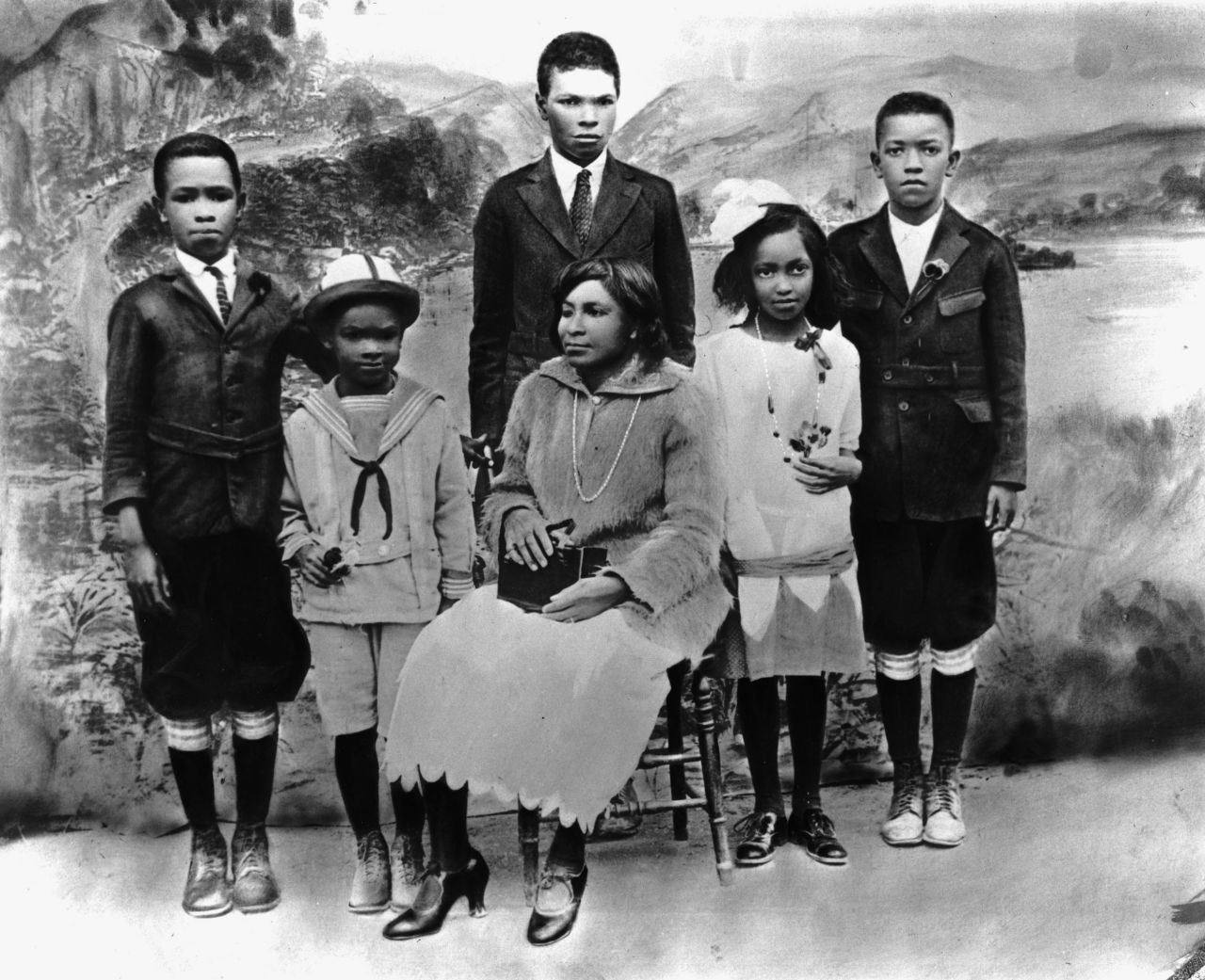 Robinson, second from left, poses with his siblings and his mother, Mallie, for a family portrait circa 1925. Robinson was born in Cairo, Georgia, but raised in Pasadena, California. 
