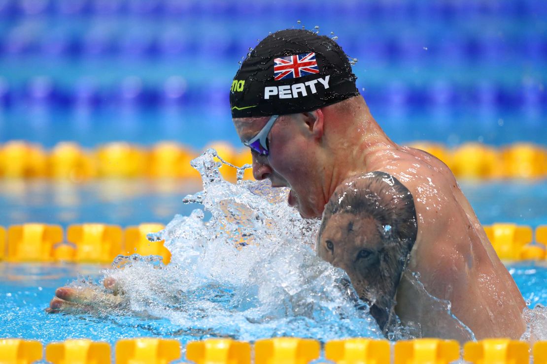 Peaty competes in the men's 100m breaststroke final on day one of the British Swimming Selection Trials 2021.