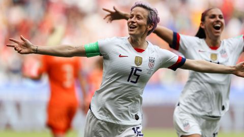 Megan Rapinoe and the World Cup winning US Women's National Team filed a lawsuit against the US Soccer Federation in March 2019, alleging unequal pay for equal work with the men's soccer team. Here Rapinoe celebrates scoring during the 2019 FIFA Women's World Cup Final.