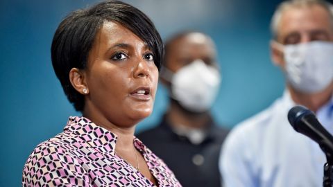 Atlanta Mayor Keisha Lance Bottoms addresses the media during a press conference at Atlanta Police Headquarters last year.