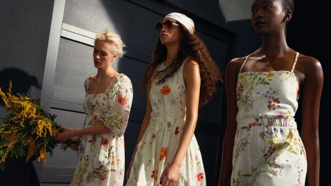 H&M's new dress collection for spring features flowy dresses with floral motifs.