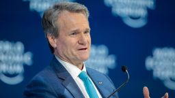 Brian Moynihan, chief executive officer of Bank of America Corp., gestures as he speaks during a panel session on the opening day of the World Economic Forum (WEF) in Davos, Switzerland, on Tuesday, Jan. 21, 2020. 