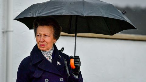 The Princess Royal during her visit to the Royal Victoria Yacht Club in Cowes on the Isle of Wight.