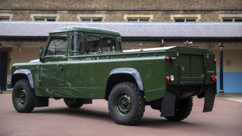 The Land Rover that has been modified to transport the duke's coffin has been unveiled.