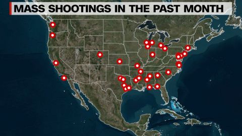 In the month between March 16 and April 16, 2021, at least 45 mass shootings have occurred in the United States, according to CNN reporting, and an analysis of data from the Gun Violence Archive, local media reports and police reports. 