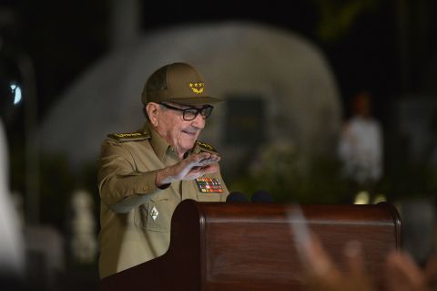 Castro gives a speech in 2019 during the celebration of the 60th anniversary of the Cuban Revolution at the Santa Ifigenia Cemetery in Santiago de Cuba.