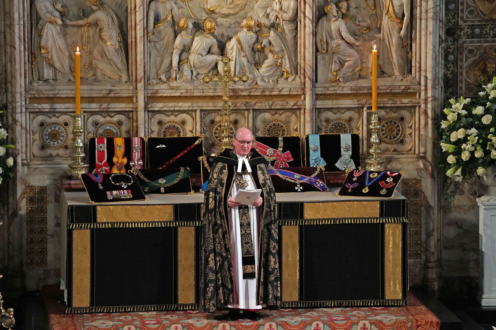 David Conner, the Dean of Windsor, speaks during the funeral.