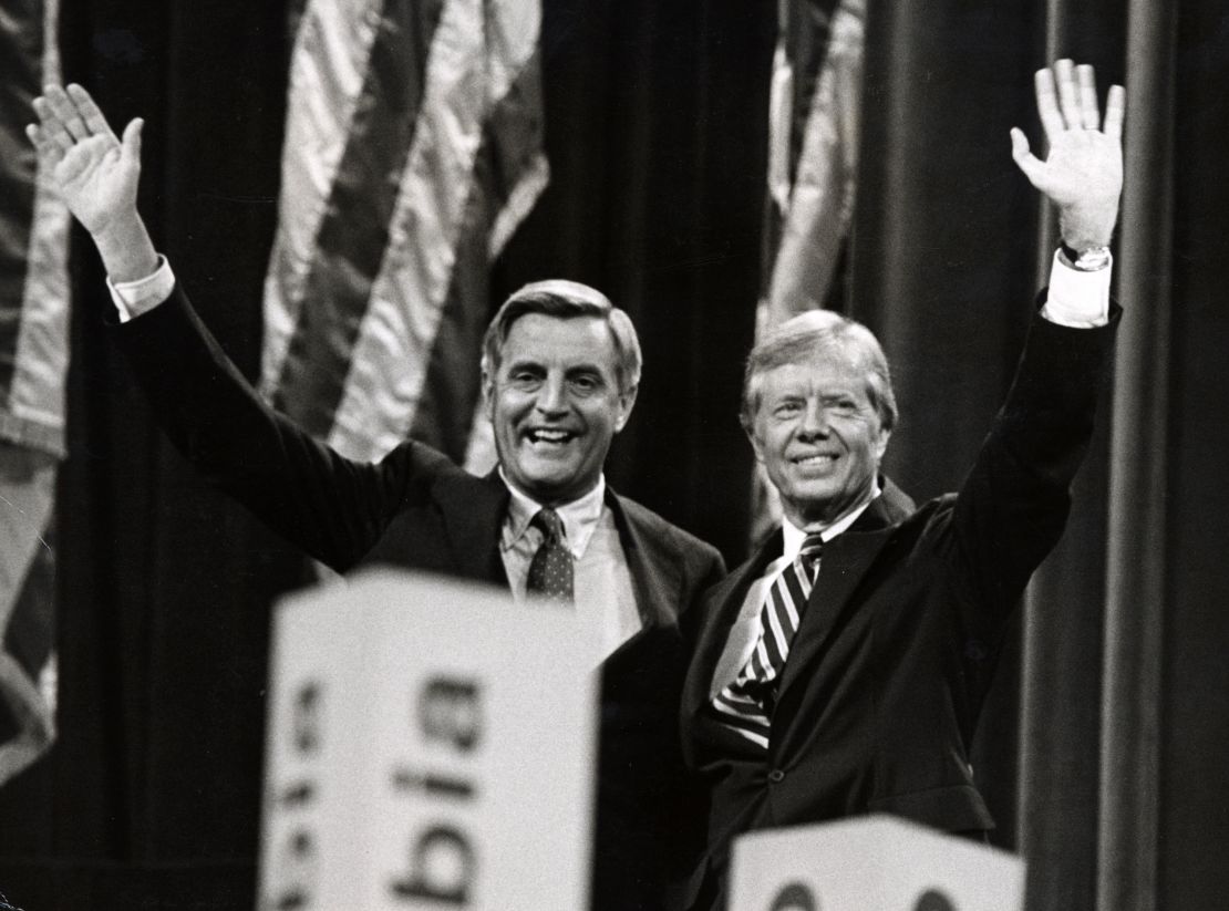 Jimmy Carter and Walter Mondale during 1980 Democratic National Convention in New York City at Madison Square Garden in New York, New York, United States. 